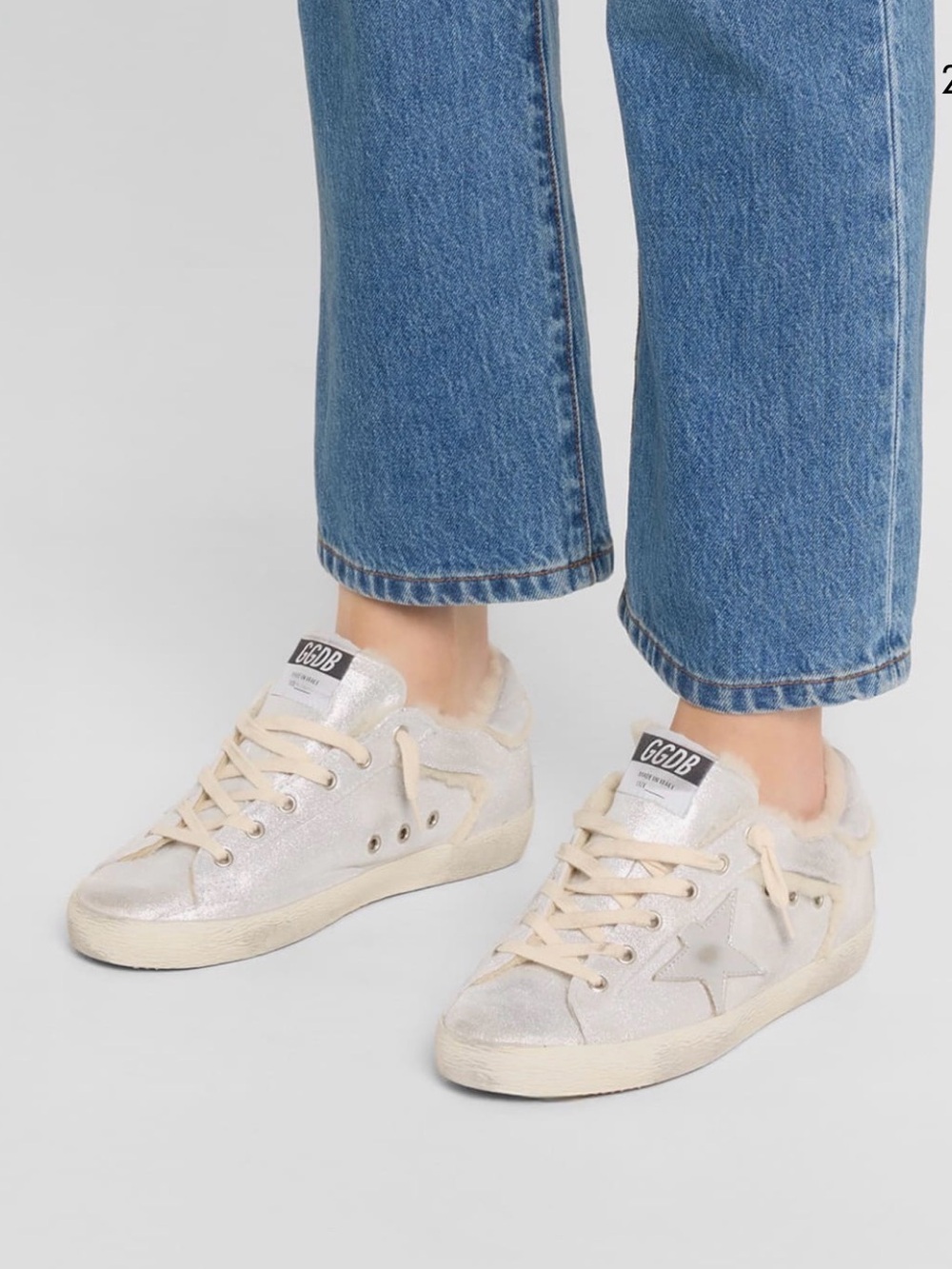 Golden Goose Cream Shearling-Lined Sneaker Interior